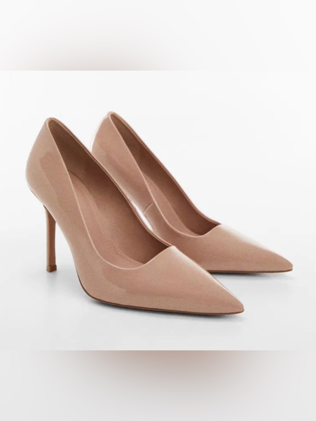 New Mango Mng Nude Tan Patent Leather Effect High Heels Shoes Sz 41 Us 9.5